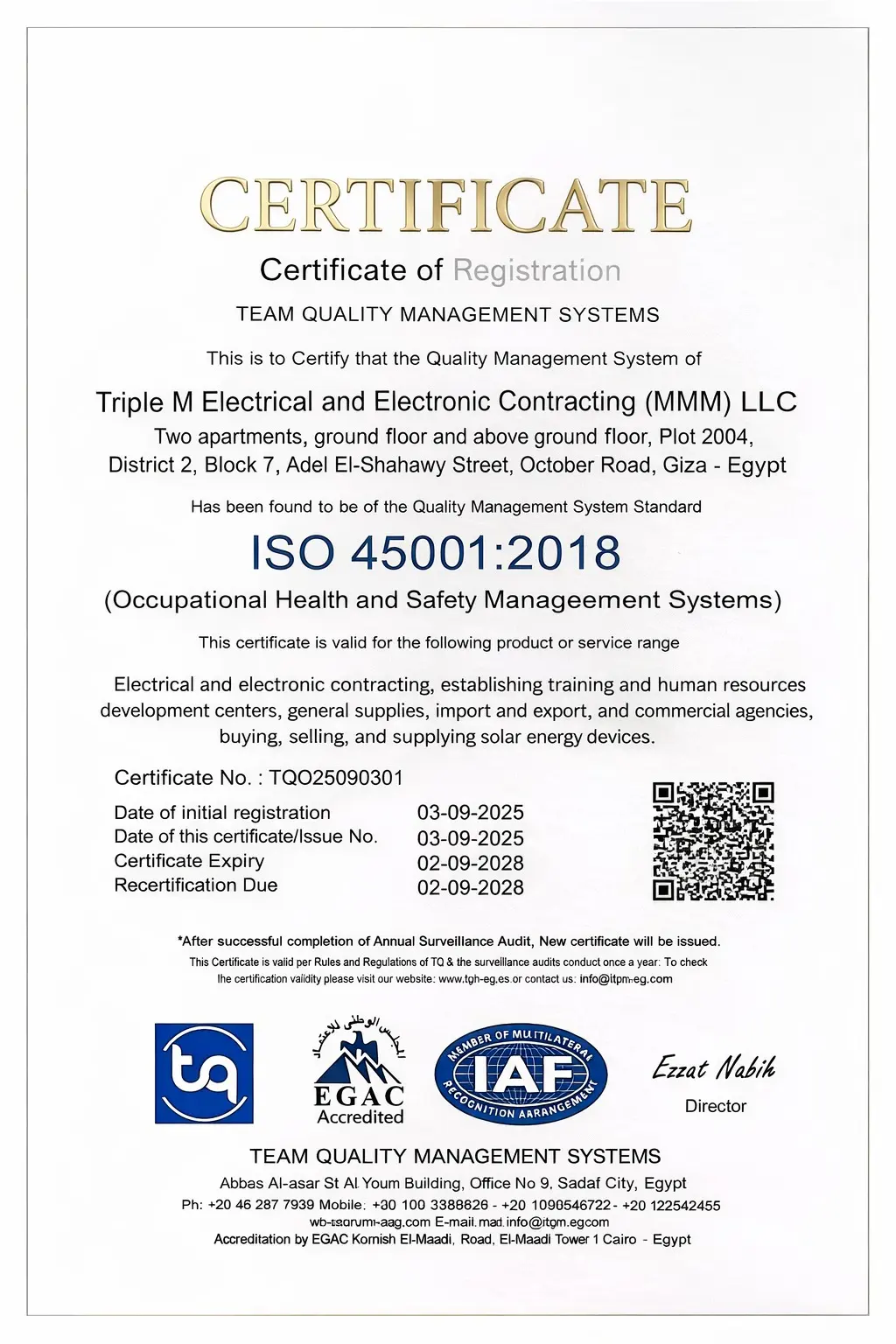 Our Certifications 3 — Triple M team and facilities